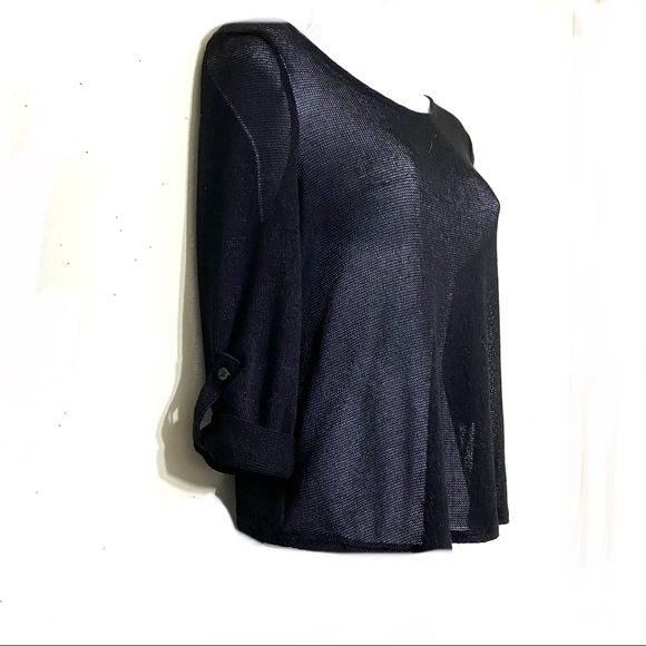 NWT No Boundaries high/low shirt. BLACK roll cuff sleeve Size S (3-5) lace back - Picture 8 of 10